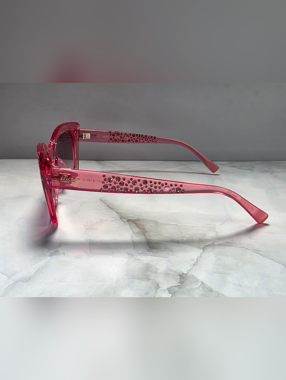 Kenneth Cole Reaction Pink Rhinestone Cat Eye Sunglasses - Picture 3 of 4